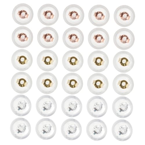 ORFOFE 30 Stück Teiliges Transparente Silikon Ohrring verschlüsse Silber Gold Roségold Hypoallergen Langlebig Sichere Ohrstecker Stopper DIY Schmuckzubehör von ORFOFE