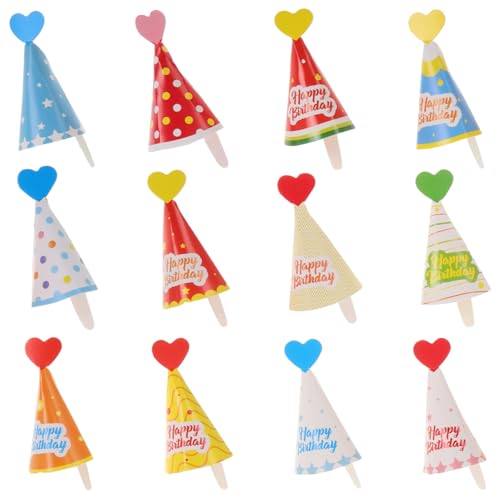ORFOFE 36 Stück Teiliges Mini Cupcake Toppers Eiscreme Mützen Deko Kindergeburtstag Babyparty Tortendeko Vielseitig Süße Koreanische Designs für Geburtstagsfeier und Dessert Präsentation von ORFOFE