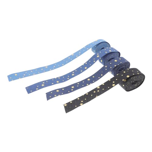 ORFOFE 4 Rollen Denim-bandbesatz Mit Goldenem Sternmuster, Polyester-jeansstoffband Für Die Herstellung Von Diy-schleifen, Kleidungszubehör, Partydekorationen, 2,5 Cm ORFOFE 4 Rollen Denim-bandbesatz Mit Goldenem Sternmuster, Polyester-jeansstoffband Für Die Herstellung Von Diy-schleifen, Kleidungszubehör, Partydekorationen, 2,5 Cm von ORFOFE