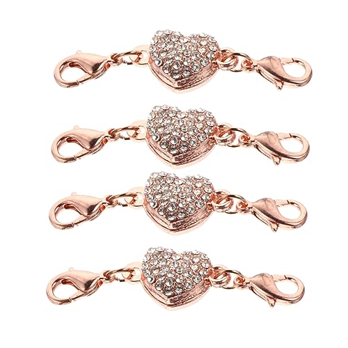 ORFOFE 4 STÜCKE Teiliges Herzförmiges Schmuckverbinder Zirkonia DIY Halsketten Armbandverlängerung Roségold Vielseitig Einsetzbar für Individuelles Schmuckbasteln von ORFOFE