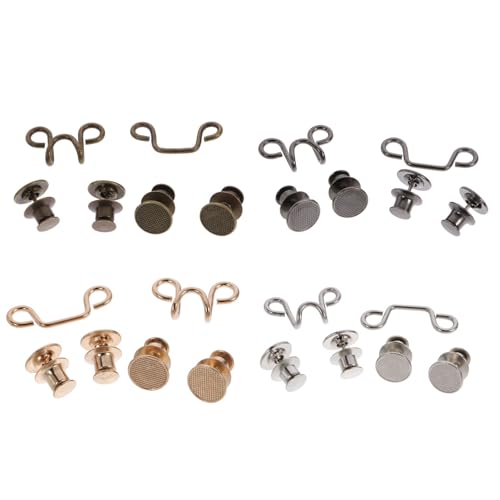 ORFOFE 4 Sätze Verstellbare Jeans Bundknöpfe ohne Nähen Metallische Taillenspanner in Bronze Schwarz Gold und Silber Abnehmbare Hosenknopf verlängerung für Damen und Herren von ORFOFE