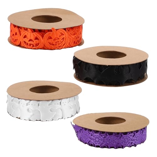 ORFOFE 4 Stück Halloween-dekorationsband Set mit Geister- Fledermaus- Kürbis Spinnennetz-motiven Stabiles Bastelband für Geschenkverpackung Kranz Schleifenherstellung Vielseitig für DIY ORFOFE 4 Stück Halloween-dekorationsband Set mit Geister- Fledermaus- Kürbis Spinnennetz-motiven Stabiles Bastelband für Geschenkverpackung Kranz Schleifenherstellung Vielseitig für DIY von ORFOFE