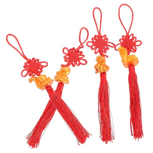 ORFOFE 4 Stück Teiliges Chinesische Neujahrsschmuck Anhänger Jahr der Schlange Hängende Dekorationen Rote Glücksbringer für Frühjahrsfest Festliche Feng Shui Symbole für Reichtum und von ORFOFE