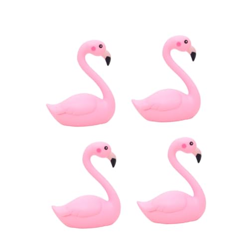 ORFOFE 4 Stück Teiliges Flamingo Deko Kunststoff Niedliche Geschlossene Flügel Vielseitige Tortendeko Auto Wohnaccessoire Tropisch Bunte Party Geburtstagstischdekoration von ORFOFE