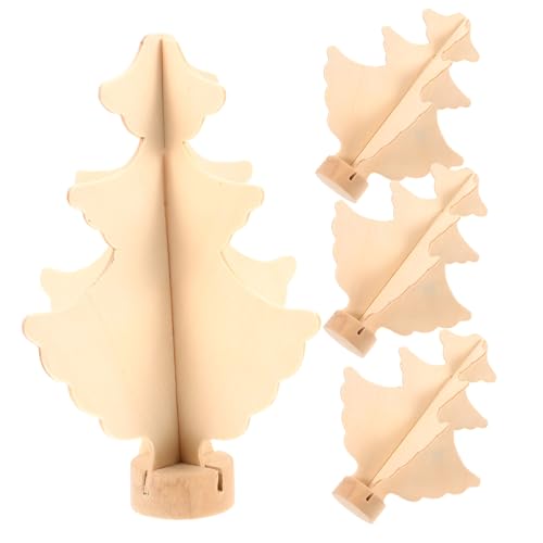 ORFOFE 4 Stück Teiliges Kleine Weihnachtsbaum-holzmodelle zum Bemalen Naturbelassene DIY Weihnachtsbaum-dekorationen Kinderfreundliche Holzfiguren für Kreative Weihnachtsbastelei von ORFOFE