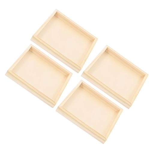 ORFOFE 4 Stück Teiliges Naturbelassene Holztabletts Quadratisch Stabiles Aufbewahrungs und Serviertablett für Puzzle und Bausteine Leicht und Vielseitig für Organizer und DIY von ORFOFE