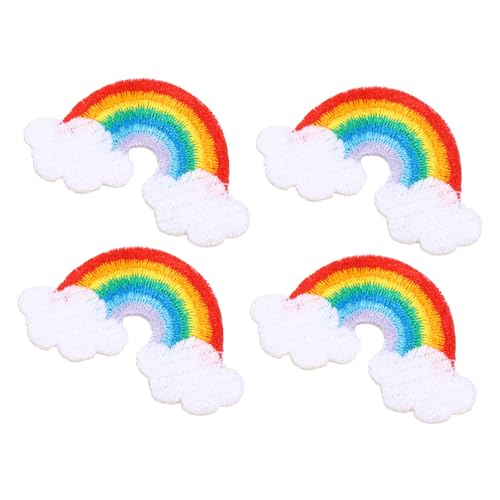 ORFOFE 4 Stück Teiliges Selbstklebende Regenbogen Aufnäher aus Polyester Bestickte DIY Patches für Kleidung Mützen Taschen Vielseitig für Glatte Oberflächen Einfach Anzubringen von ORFOFE