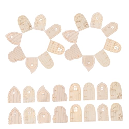 ORFOFE 40 Stück Teiliges Holz Bastelset Unbemalt Miniatur Wichteltüren DIY Dekoration für Garten Baumstamm Party und Puppenhaus Wetterfest Rustikal für Innen und Außen von ORFOFE
