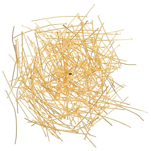 ORFOFE 400 Stück Metallkopf Goldfarben Flachkopf Schmuckzubehör für Perlenherstellung DIY Basteln Schmuck Selber Machen Kopfstifte für Beading und Kettelstifte von ORFOFE