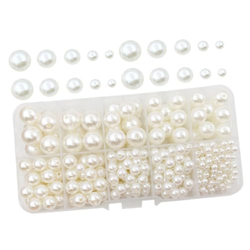 ORFOFE 440 Stück Teiliges Kleine Weiße Abs Perlen zum Schmuckherstellen Glatte Oberfläche Leichte Bastelperlen für Armbänder Halsketten Ohrringe und DIY Schmuck Vielseitig Verwendbare von ORFOFE