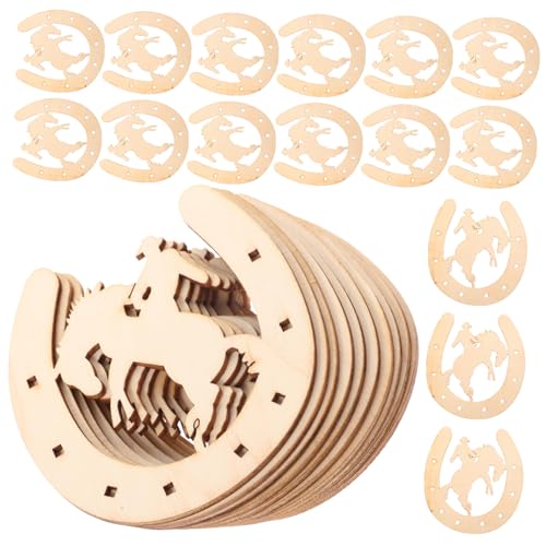 ORFOFE 48 Stück Teiliges DIY Pferdehufe Form Unbemalte Holzzuschnitte zum Bemalen Kreative Holzdeko zum Aufhängen Glatte Oberfläche Kinderfreundlich für Bastelprojekte und von ORFOFE