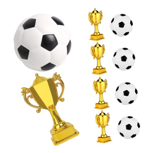 ORFOFE 5 Sätze Mini Gold Pokale und Fußball Deko aus Robustem Kunststoff Kleine Trophäen für Fußball Mottopartys Kindergeburtstage und Tischdekoration Langlebig und von ORFOFE