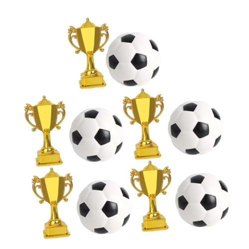 ORFOFE 5 Sätze Mini Pokale Kunststoff Fußball Trophäen Gold Glänzend Kuchen Dekorationen für Kindergeburtstag Sportparty Tischdeko Vielseitig Einsetzbar von ORFOFE