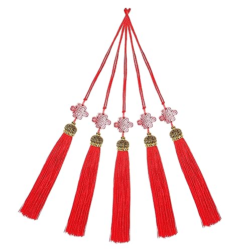 ORFOFE 5 Stück Rotes Teiliges Chinesisches Knoten Quasten Dekorative Frühlingsfest Hängedekoration Vielseitig für Auto Zuhause Fenster Neujahrsfest Traditionelle Chinesische von ORFOFE