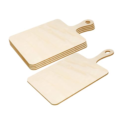 ORFOFE 5 Stück Teiliges Holz-schneidebrett mit Griff Unlackiert Langlebiges DIY Küchenbrett Multifunktional als Brotbrett Platzset Dekoration Glatte Oberfläche Sicher und Robust für von ORFOFE