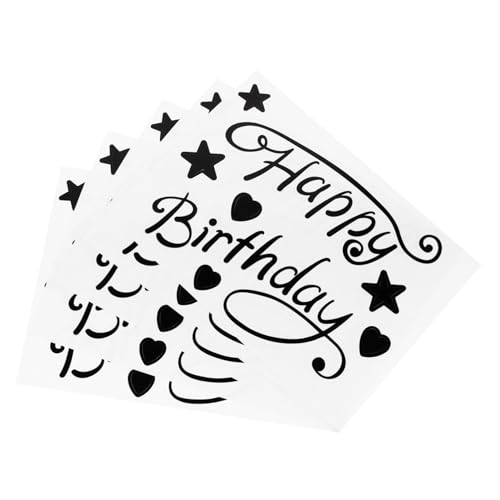 ORFOFE 5 Stück Teiliges Selbstklebende Geburtstag Ballon Sticker Transparente DIY Aufkleber mit Schwarzem Happy Birthday Motiv Vielseitig für Party- Fenster Wanddekoration Geeignet von ORFOFE
