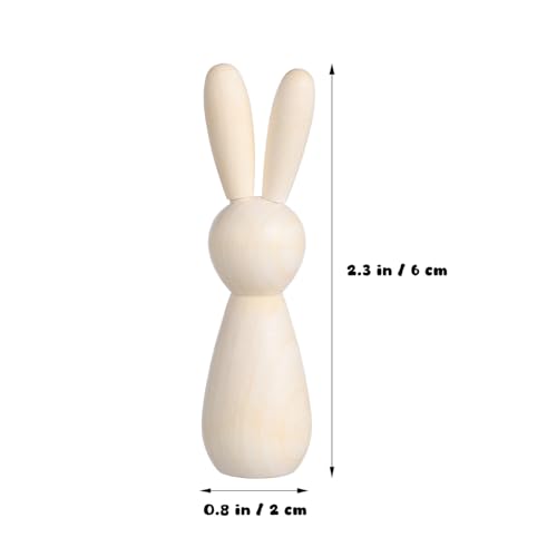 ORFOFE 5 Stück Teiliges Unbehandelte Holzhasen Deko zum Bemalen DIY Kaninchen Figuren aus Holz für Tisch Wohnraumdekoration Stabile Naturfarbene Holzfiguren für Kreative Handarbeiten von ORFOFE