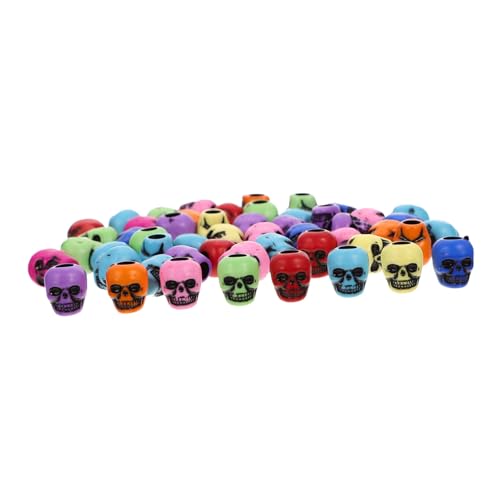 ORFOFE 50 Stück Acryl Schädel Perlen Bunte DIY Schmuckherstellung Charms für Armbänder Halsketten Fußkettchen Halloween Bastelperlen von ORFOFE