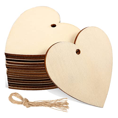 ORFOFE 50 Stück Holzherzen Juteschnur Unbehandelte Holzanhänger zum Bemalen DIY Holzherzen für Hochzeit Deko Fensterdeko Geschenkanhänger und Tischdeko ORFOFE 50 Stück Holzherzen Juteschnur Unbehandelte Holzanhänger zum Bemalen DIY Holzherzen für Hochzeit Deko Fensterdeko Geschenkanhänger und Tischdeko von ORFOFE