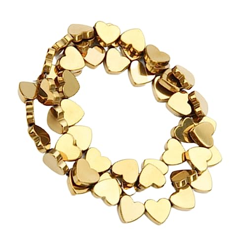 ORFOFE 50 Stück Plattierte Hohl Herz Steinperlen Goldfarbig Kreative DIY Schmuckperlen für Armband Halskette Basteln Zubehör von ORFOFE
