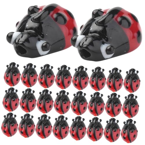 ORFOFE 50 Stück Rote Marienkäfer Glasperlen mit Handgefertigte Bastelperlen für Armbänder Schmuckherstellung und DIY dekoration Hautfreundlich Glatt und Langlebig von ORFOFE