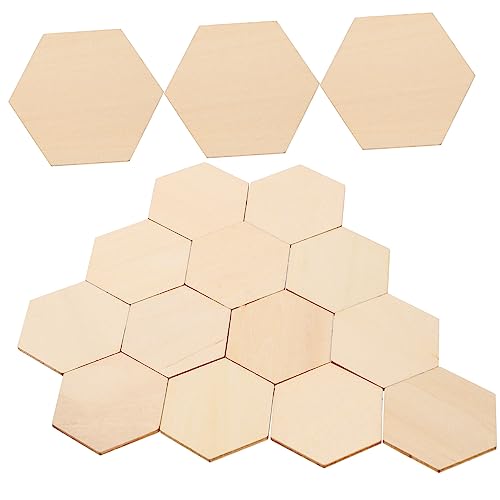 ORFOFE 50 Stück Sechseckige Holzspan Dekorationen DIY Ornamente Party DIY Hochzeitsdekorationen Form Weihnachtsstrumpffüller Unvollendete Vorgebohrte Ausschnitte Ornamente von ORFOFE