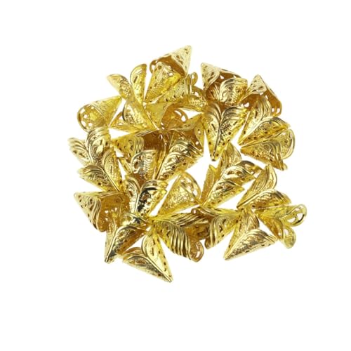 ORFOFE 50 Stück Teiliges Goldene Metall-perlenkappen Kegelblumenform Fein Hohl DIY Schmuckperlen Basteln für Armbänder Halsketten und Ohrringe von ORFOFE