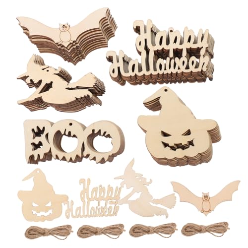 ORFOFE 50 Stück Teiliges Halloween Holzanhänger mit Aufhängung Leichte DIY Basteldeko für Tür Fenster und Halloween Party Holzscheiben mit Geisterdesign für Indoor Outdoor ORFOFE 50 Stück Teiliges Halloween Holzanhänger mit Aufhängung Leichte DIY Basteldeko für Tür Fenster und Halloween Party Holzscheiben mit Geisterdesign für Indoor Outdoor von ORFOFE