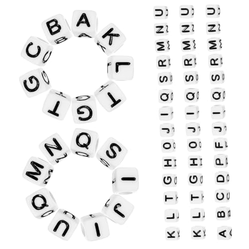 ORFOFE 500 Stück Acryl Buchstaben Perlen Quadratisch DIY Schmuck Bastelperlen für Armband Halskette Schlüsselanhänger Basteln Weiß Schwarz Letter Beads ORFOFE 500 Stück Acryl Buchstaben Perlen Quadratisch DIY Schmuck Bastelperlen für Armband Halskette Schlüsselanhänger Basteln Weiß Schwarz Letter Beads von ORFOFE