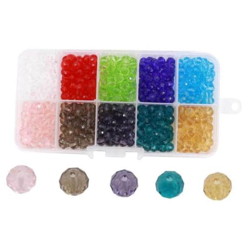 ORFOFE 500 Stück Kristall Glasperlen Farben Flach Rund Spacer Perlen für Schmuckherstellung DIY Basteln mit Aufbewahrungsbox von ORFOFE