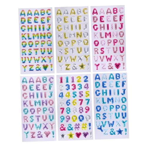 ORFOFE 6 Blätter Glitzernde Selbstklebende Buchstaben Zahlenaufkleber Mix Goldene Alphabet Sticker für Scrapbooking Geschenkanhänger Grußkarten DIY Bastelprojekte Geschenkverzierung von ORFOFE