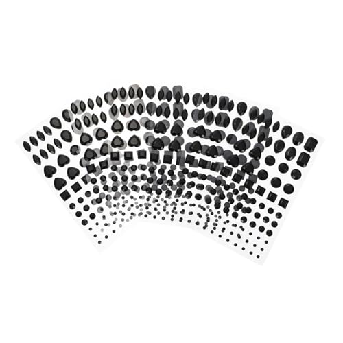 ORFOFE 6 Blätter Teiliges Acryl Diamant Aufkleber Kristall Strass Sticker Selbstklebend Hautfreundlich für DIY Nagelkunst Schmuckdekoration Schwarz von ORFOFE