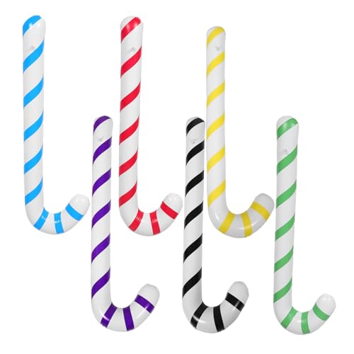 ORFOFE 6 Stück Aufblasbare Candy Cane Luftballons Leichte Weihnachtsdeko Vielseitige Party Requisiten für Indoor Outdoor Festlichkeiten Interaktives Spielzubehör Platzsparend Lagerbar von ORFOFE