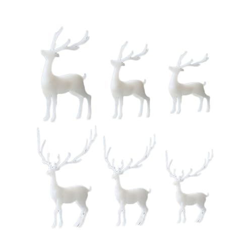 ORFOFE 6 Stück Kristall Epoxidharz DIY Füller Weißes Elch Ornament Dreidimensionale Miniatur Waldlandschaft Mikro-szenerie Zubehör für Modellbau von ORFOFE