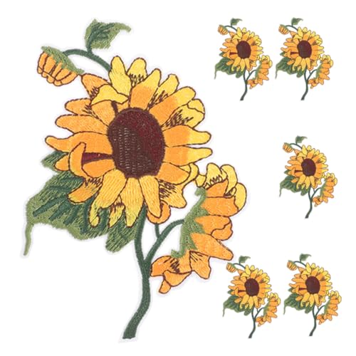 ORFOFE 6 Stück Sonnenblumen Bügelbilder Bestickte Aufnäher Langlebig für Kleidung Jeans Jacken Flicken zum Aufbügeln Praktisch und Vielseitig für Baumwolle Polyester von ORFOFE