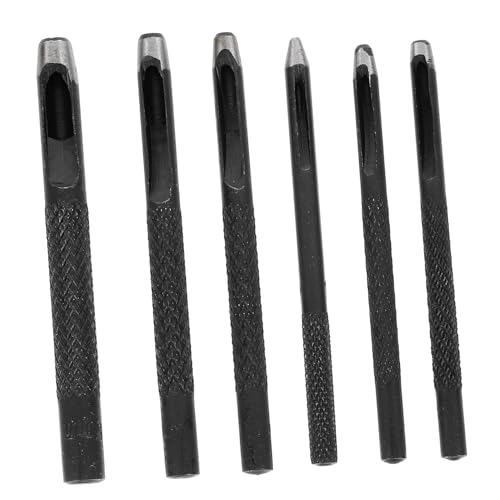 ORFOFE 6 Stück Teiliges Lederlochstanzer Rundloch Punch Werkzeug für Gürtel Uhrbänder Vinyl DIY Handwerk Präzise Stanzer in Schwarz Einfach zu Bedienen von ORFOFE