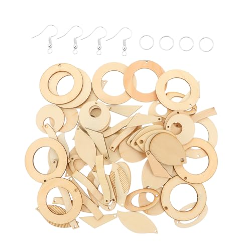 ORFOFE 70 Stück Teiliges Holz Ohrring Grundform mit Haken und Biegering Natürliche Holzanhänger zum Schmuck Selber Machen Langlebige DIY Ohrschmuck Charms für Damen und Bastler von ORFOFE