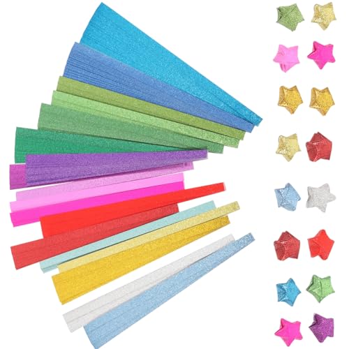 ORFOFE 720 Blatt Glitzer Origami Papier Farben Farbige Faltpapiere für Basteln Sternstreifen Papier für DIY Handwerk Einzigartiges Musterpapier für Party und Geschenkdekoration von ORFOFE
