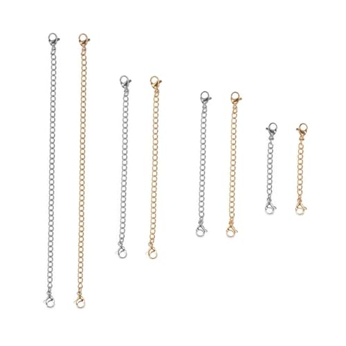ORFOFE 8 Stück Teiliges Edelstahl Verlängerungsketten DIY Armband und Halskette Edelstahl Einfache Montage Langlebig Modisch Gold und Silber für Vielseitige Schmuckherstellung von ORFOFE