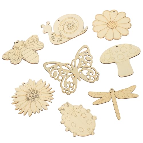 ORFOFE 80 Stück Teiliges Unbehandelte Holzanhänger Holzrohlinge zum Bemalen DIY Bastelset für Kreative Holzdekoration Frühlingsdeko Holzscheiben Anhänger für Handwerk und Wohnung von ORFOFE