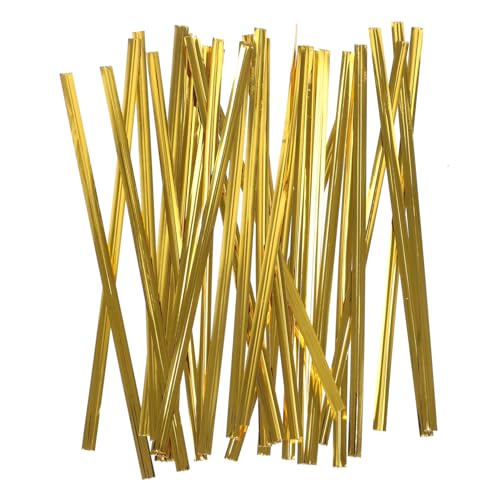ORFOFE 800 Stk. Goldfarbene Drahtverschlüsse Stabile Geschenkband-bindebänder für Süßigkeiten Geschenktüten Einfach zu Drehen Fest Haltend Festliche Verpackungsbänder für Partys und von ORFOFE