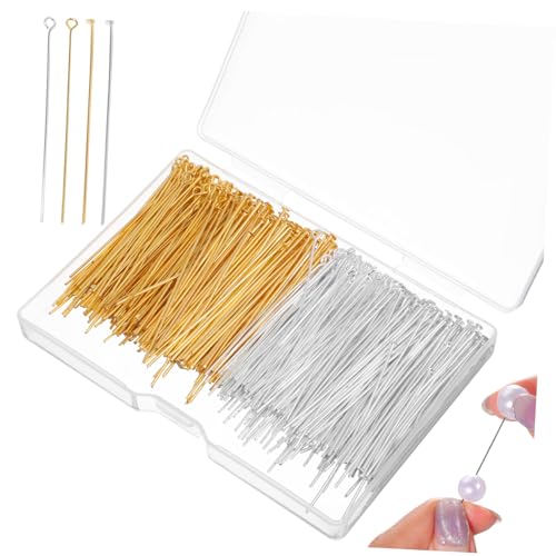 ORFOFE 800 Stück Teiliges Schmuck mit Flachkopf und Ösenstiften in Gold und Silber Diy Bastelpins für Armbandherstellung Geordnete Aufbewahrungsbox Vielseitige Perlenwerkzeuge für von ORFOFE