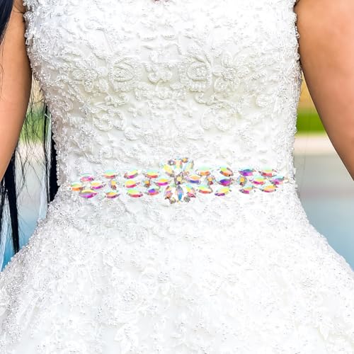 ORFOFE Ab glitzer Strass Applikation Pferdeauge Form Funkelnde Sash Gürtel Dekoration für Hochzeitskleider DIY Brautmode Reparatur Patches Vielseitig für Kleidung Schuhe Accessoires von ORFOFE