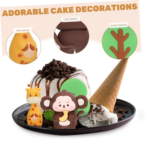 ORFOFE Animal Cake Toppers mit Waldtieren Vielseitige Shower und Geburtstag Deko Weiche Mini Figuren Elefant Tiger Affe Giraffe Hase Pilze und Bäume für Jungle Theme Kuchen von ORFOFE
