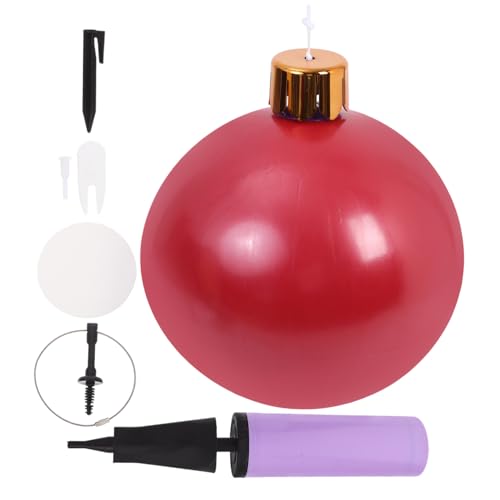 ORFOFE Aufblasbare Weihnachtskugel Dekoration Rot mit Zubehörteilen Langlebig Robust für Garten und Weihnachtsfeier Festliche Outdoor Deko von ORFOFE