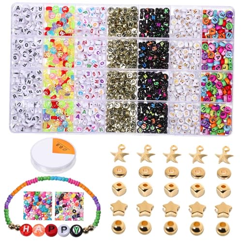 ORFOFE Bunte Buchstabenperlen mit Dekorativen Bastelperlen für Armbänder Hochwertige Spacer Perlen Kreative DIY Schmuckzubehör für Verschiedene Bastelprojekte von ORFOFE