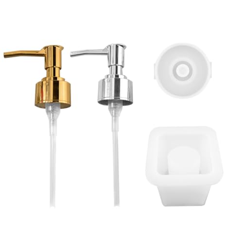 ORFOFE DIY Epoxidharz Flaschenform für Kristallharz Silikonform für Quadratische Parfüm und Seifenspenderflaschen Inklusive Gold und Silberfarbener Sprühaufsätze für Badezimmer und DIY von ORFOFE