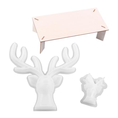 ORFOFE DIY Silikonformen Geweih Design Flexibel Transparent mit Holzständer Gießformen für Resin Kunsthandwerk Kreative Bastelaccessoires für Erwachsene von ORFOFE