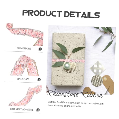 ORFOFE DIY Strassband zum Nähen Hitzebeständiges Zuschneidbares Mehrfarbiges Dekoband mit Weißem und Rosa Strass Geeignet für Kleidung Schuhe Taschen und Bastelarbeiten von ORFOFE