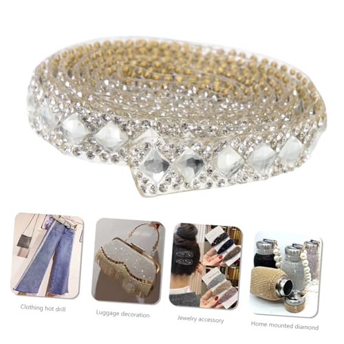 ORFOFE Delikates Strassband Breit Zuschneidbares Dekoband mit Selbstklebenden Glassteinen Multifunktionales Bastelband für Kleidung Schuhe Taschen Auto Geschenkdeko Rolle von ORFOFE